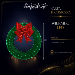 LPZ-T140-WW-W122GR_Zielony wieniec świąteczny LED XL 122 cm z czerwoną kokardą_KARTA_TECHNICZNA.png