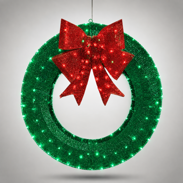 LPZ-T140-WW-W122GR_Zielony wieniec świąteczny LED XL 122 cm z czerwoną kokardą_01.png