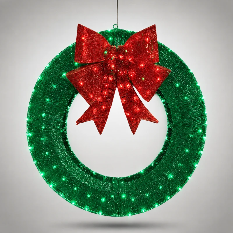 LPZ-T140-WW-W122GR_Zielony wieniec świąteczny LED XL 122 cm z czerwoną kokardą_01.png