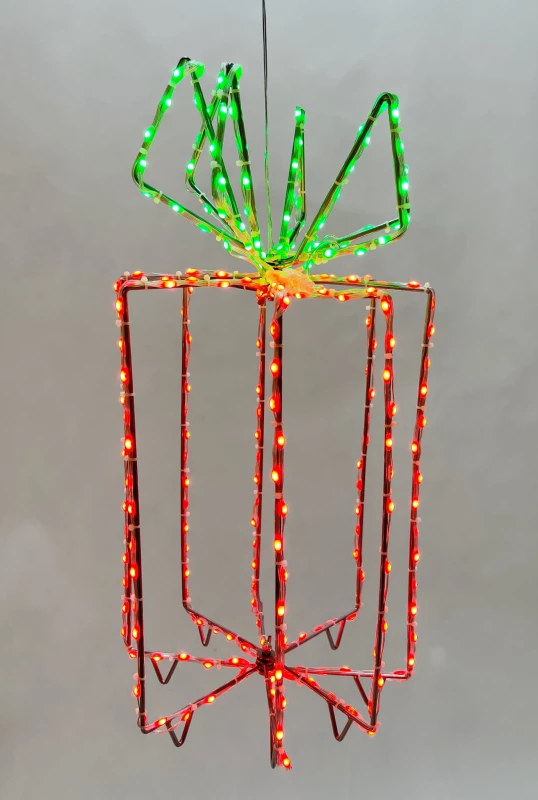 Czerwone-pudełko-prezentowe-LED-290-diod-z-zielony-wstążką-39-cm-1