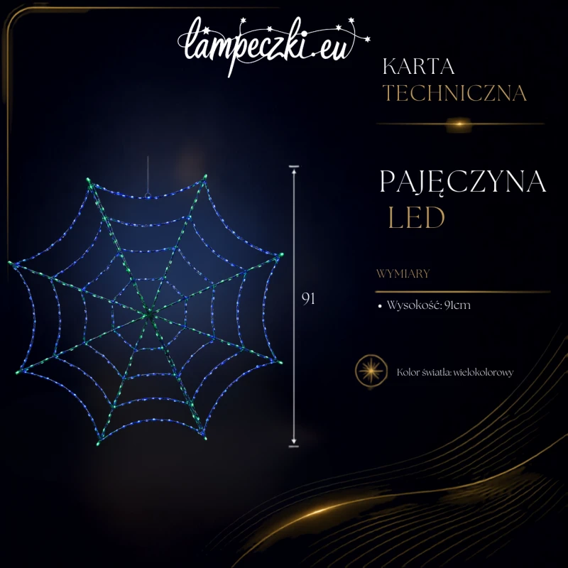 LPZ-T365-G-I47_Pajęczyna LED Halloween zielono - fioletowa 91 cm_KARTA_TECHNICZNA.png