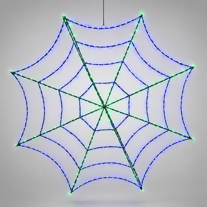 LPZ-T365-G-I47_Pajęczyna LED Halloween zielono - fioletowa 91 cm_1.png