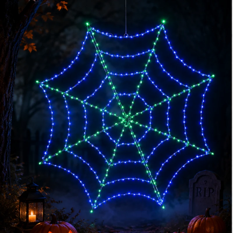 LPZ-T365-G-I47_Pajęczyna LED Halloween zielono - fioletowa 91 cm_4.png