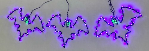 ZESTAW 3 NIETOPERZY LED HALOWEEN DEKORACJA LED, DEKORACJA OGRODOWA LED NIETOPERZ LEDOWY