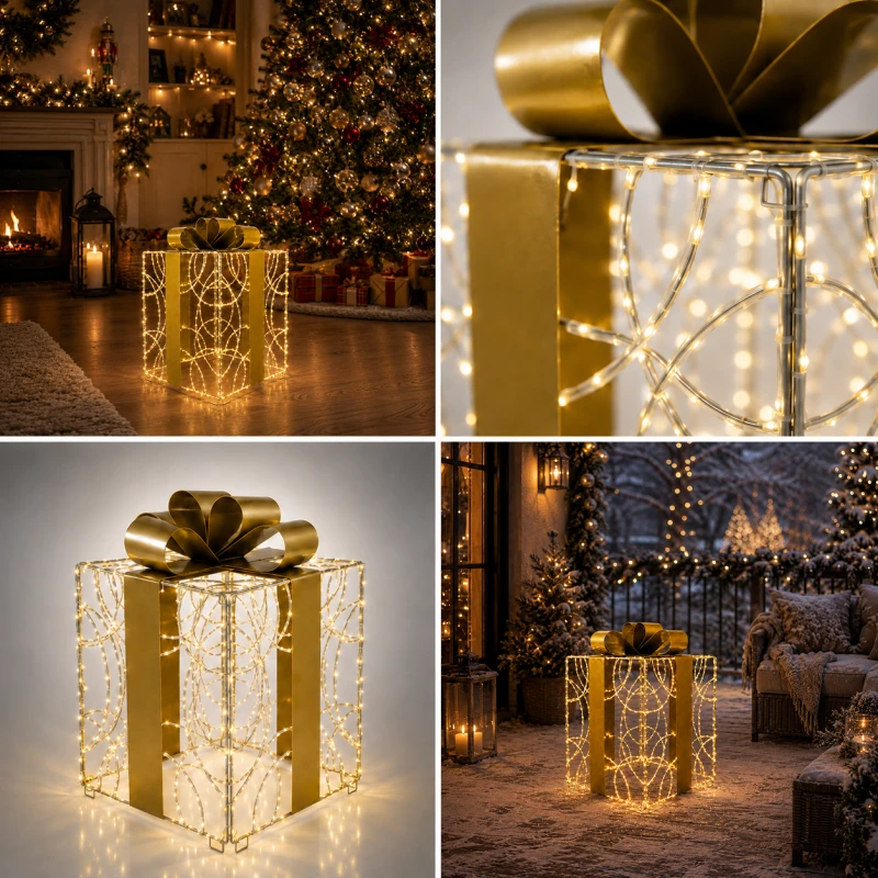 LPZ-T390-WW-GT44_Białe pudełko prezentowe LED 44cm – 390 diod ze złotą wstążką Deluxe_DETAL2.png