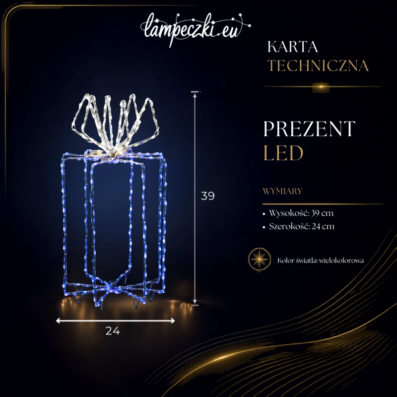 LPZ-T290-WG-GT54_Niebieskie pudełko prezentowe LED 290 diod z jasno-białą wstążką 39 cm_KARTA_TECHNICZNA.png