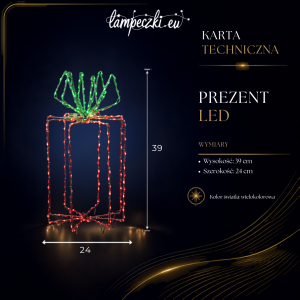 LPZ-T290-GR-GT54_Czerwone pudełko prezentowe LED 290 diod z zieloną wstążką 39 cm_KARTA_TECHNICZNA.png