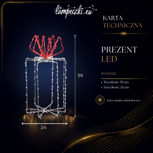 LPZ-T290-WR-GT54_Białe pudełko prezentowe LED 290 diod z czerwoną wstążką 39 cm_KARTA_TECHNICZNA.png
