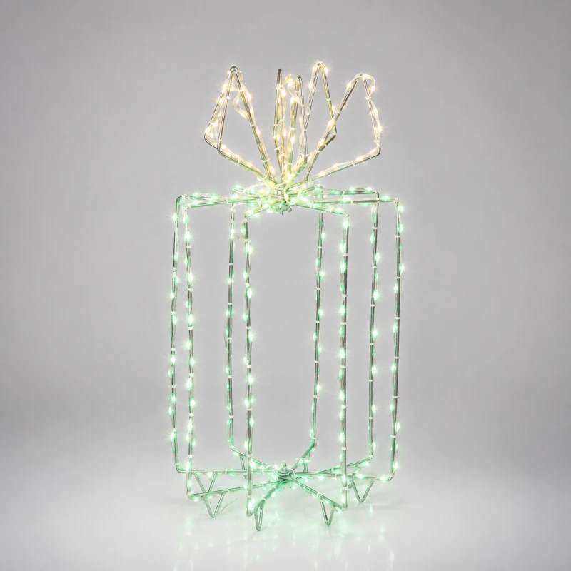 LPZ-T290-WWG-GT54_Zielone pudełko prezentowe LED 290 diod z żółtą wstążką 39 cm_1.png