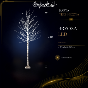 LPZ-T280-W-T244_Białe drzewko dekoracyjne brzoza 280 LED jasna biel 240 cm_KARTA_TECHNICZNA.png
