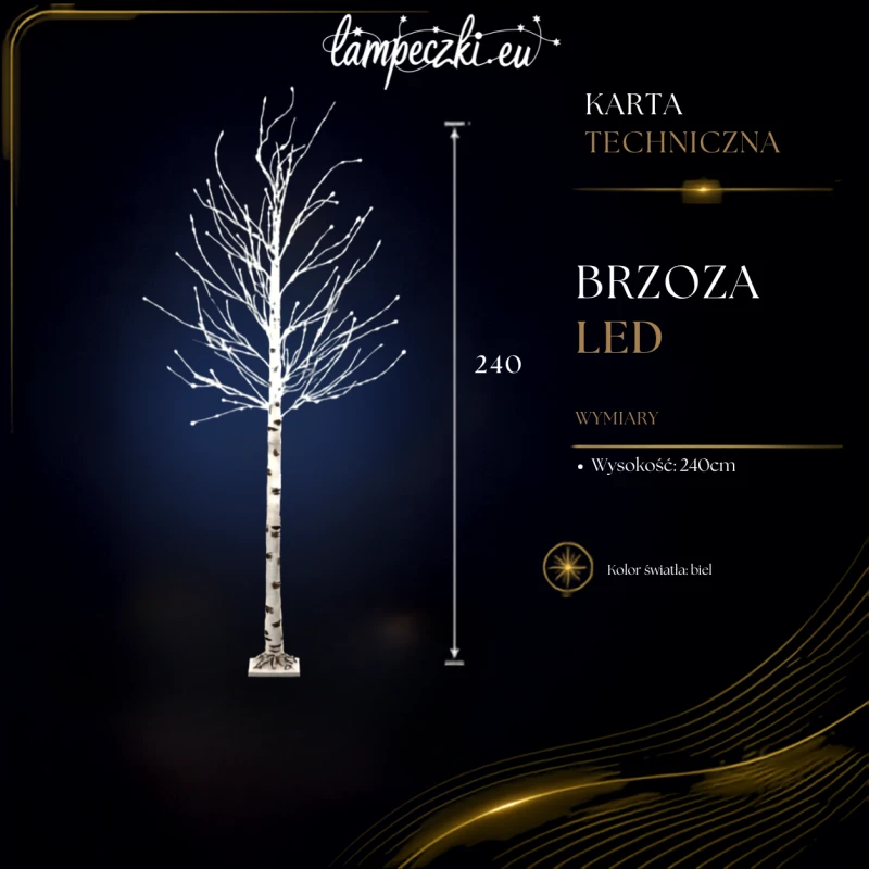 LPZ-T280-W-T244_Białe drzewko dekoracyjne brzoza 280 LED jasna biel 240 cm_KARTA_TECHNICZNA.png