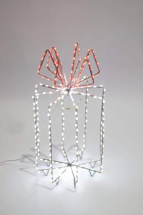 Białe-pudełko-prezentowe-LED-290-diod z-czerwoną-wstążką-39-cm-3