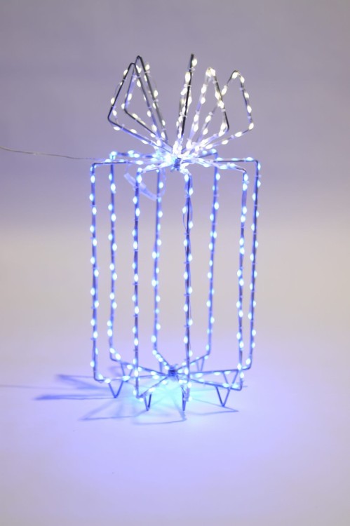 niebieski prezent led, dekoracja świąteczna, dekoracja led, ozdoba świąteczna dekoracja do ogrodu ozdoba ogrodowa