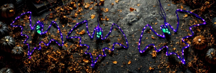ZESTAW 3 NIETOPERZY LED HALOWEEN DEKORACJA LED, DEKORACJA OGRODOWA LED NIETOPERZ LEDOWY